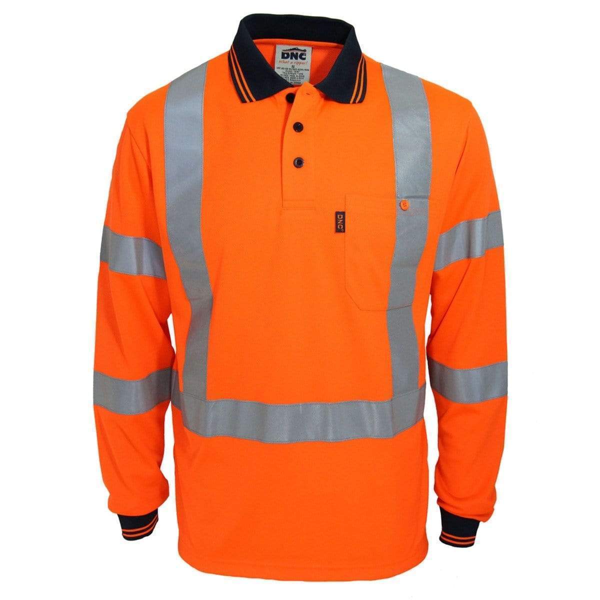 Dnc Workwear Hi-vis "X" Back & Bio-motion Taped Polo - 3710 Work Wear DNC Workwear Orange XS 